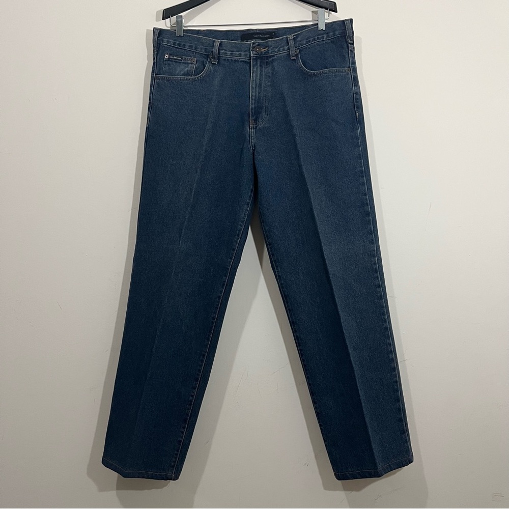 Calvin Klein Jeans Men 38 (38X31) Blue Dark Wash Easy Fit Baggy Hip Hop Grunge